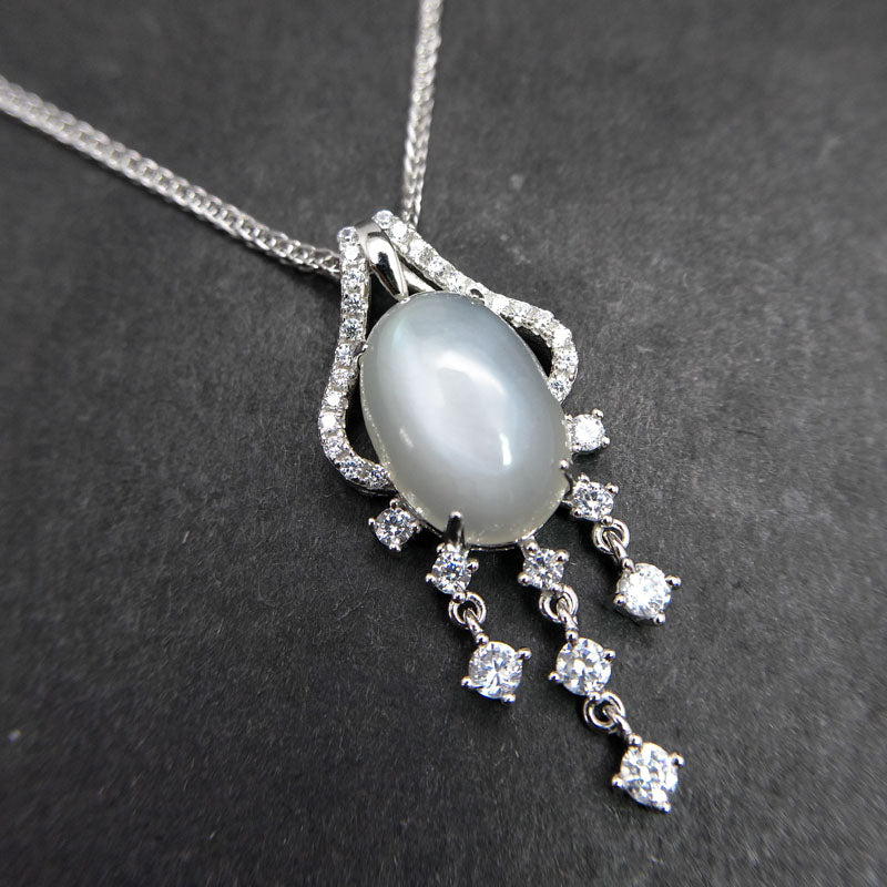 Rosalie,925 sterling silver romantic natural white moonstone pendant necklace for girls women birthd party nice gift