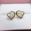 Rosalie,Heart shape 925 sterling islver simple stud earring with natural ethiopian opal for girls fashion jewelry nice gift