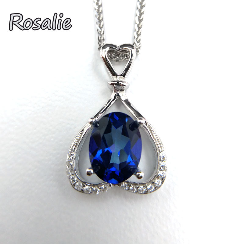 Rosalie,Heart shape cut design with Natural coated topaz Pendants necklace For Women 925 Sterling Silver Jewelry for girls gift
