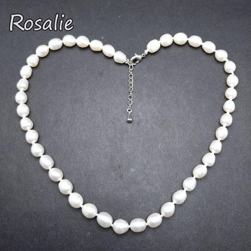 Rosalie,Natural 8mm fresh water pearl necklace with clasp fine jewelry gift for women mom lady birthd anniversary