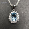 Rosalie,Natural Sky blue topaz oval 7*9mm 2.5ct gemstone pendant necklace dianna design in 925 sterling silver for women gift