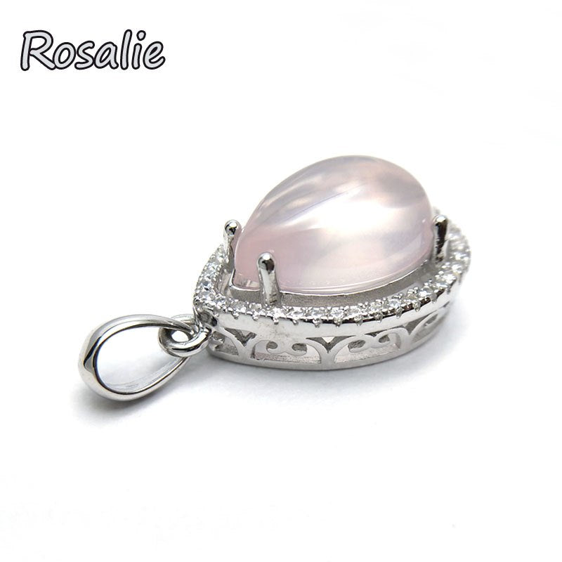 Rosalie,Natural rose quartz 5ct round gemstone simple pendant 925 Sterling Silver gemstone fine Jewelry for women daily wear
