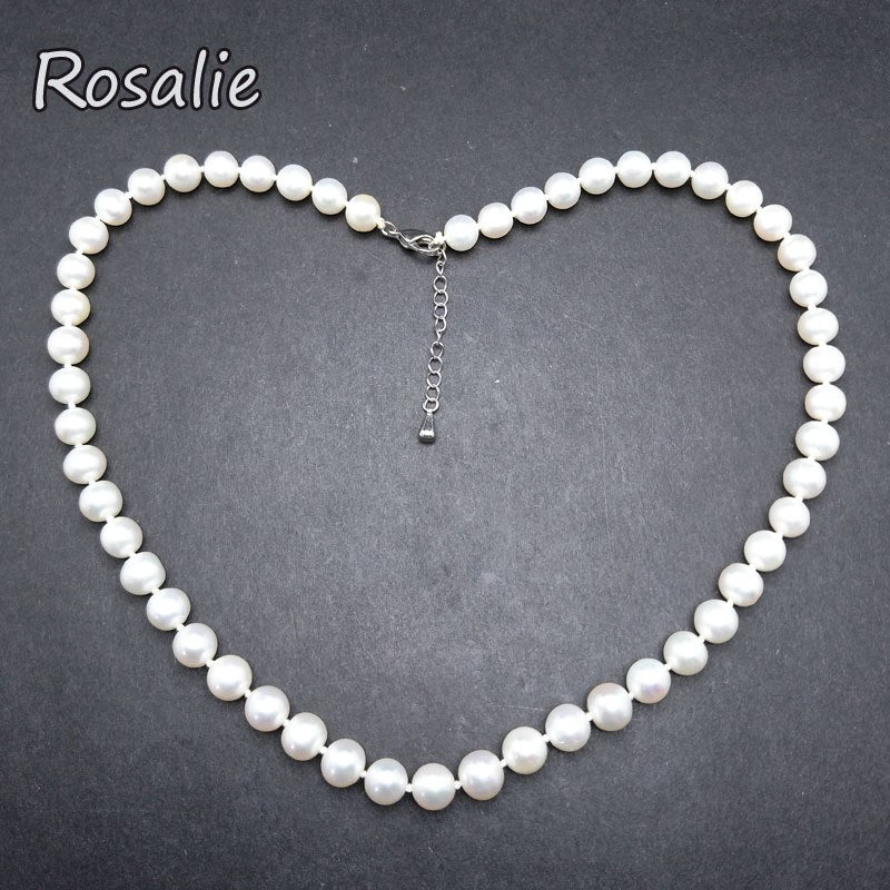 Rosalie,Natural semi round 8mm fresh water pearl necklace with clasp fine jewelry gift for women mom lady birthd anniversary