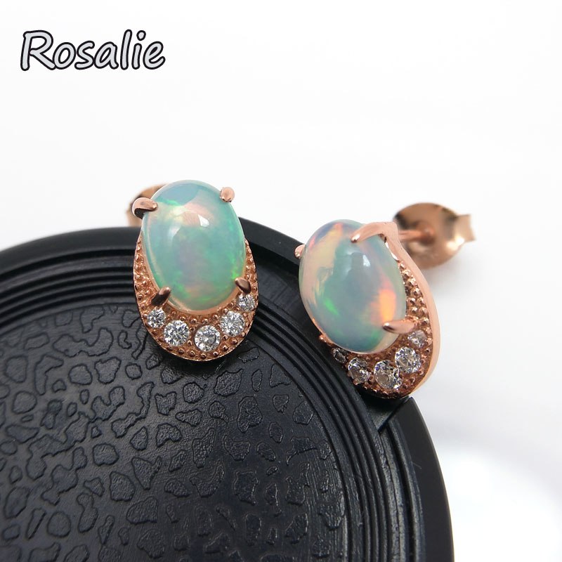Rosalie,Simple natural gemstone natural opal stub earring 925 sterling silver fine jewelry for women daily wear gift for wife