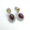 Rosalie,Two color natural gemstone yellow tourmaline and garnet gemstone earrings 925 sterling silver jewelry for women