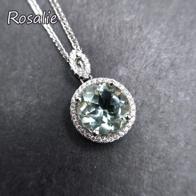 Rosalie,Waterdrop 3.4ct natural green amethyst gemstone pendant necklace 925 sterling silver fashion design for women best gift