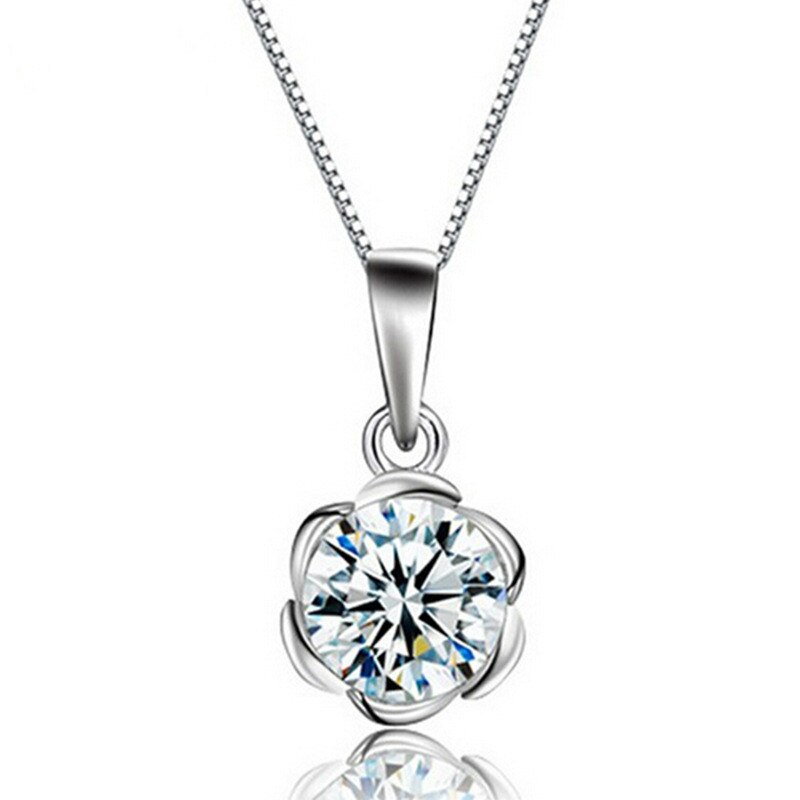 Rose Flower Crystal Pendant Necklace for Women Lady Female Korean Jewelry Accessories