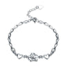 Rose Flower Hollow Heart CZ 925 Silver Bracelet