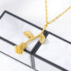 Rose Flower Necklace For Women Stainless Steel Beauty and the Beast Pendant Necklaces Charm Boho Jewelry Valentine's day Gift