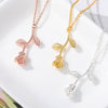 Rose Flower Necklace For Women Stainless Steel Beauty and the Beast Pendant Necklaces Charm Boho Jewelry Valentine's day Gift
