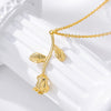 Rose Flower Necklace For Women Stainless Steel Beauty and the Beast Pendant Necklaces Charm Boho Jewelry Valentine's day Gift