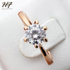 Rose Gold Color Classic Simple Design 6 Prong Sparkling Solitaire 1ct Zirconia Forever Wedding Ring Wholesale R014