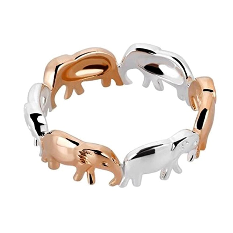 Rose Gold Color Elephant Rings For Women Animal Rings Jewelry Lucky Christmas Gifts Silver Color Elephant Finger Rings