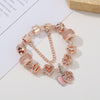 Rose Gold Color European Style Gigantic Pendant Charm Bracelet Fit Crystal Hollow Love Beads Bracelet For Women Jewelry Pulseras