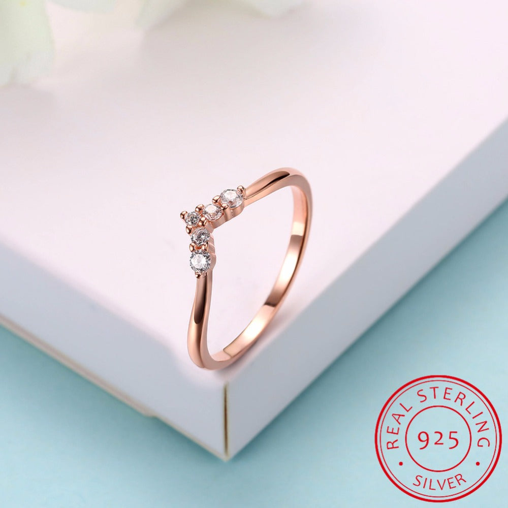 Rose Gold Color Rings 3 Colors Real 925 Sterling Silver Ring Jewelry Promotion R0103