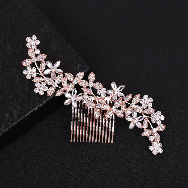 Rose Gold Color Wedding Hair Combs For Bride Crystal Rhinestones Pearls Women Hairpins Bridal Headpiece Hair Jewelry Accessories