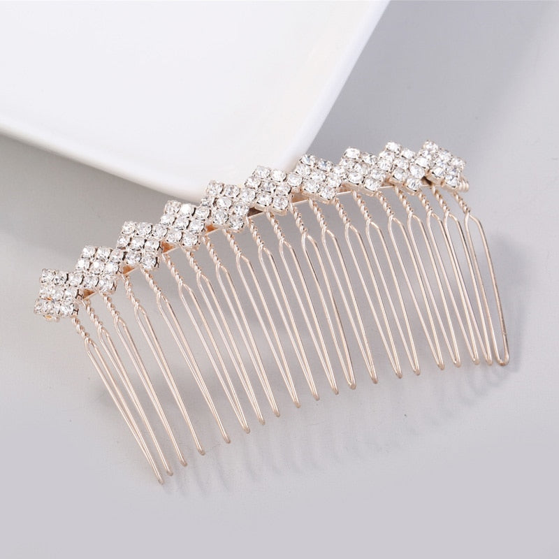 Rose Gold Color Wedding Hair Combs For Bride Crystal Rhinestones Pearls Women Hairpins Bridal Headpiece Hair Jewelry Accessories
