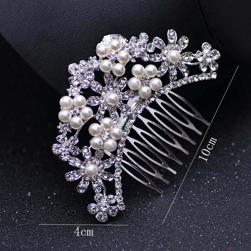 Rose Gold Color Wedding Hair Combs For Bride Crystal Rhinestones Pearls Women Hairpins Bridal Headpiece Hair Jewelry Accessories