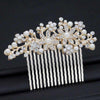 Rose Gold Color Wedding Hair Combs For Bride Crystal Rhinestones Pearls Women Hairpins Bridal Headpiece Hair Jewelry Accessories