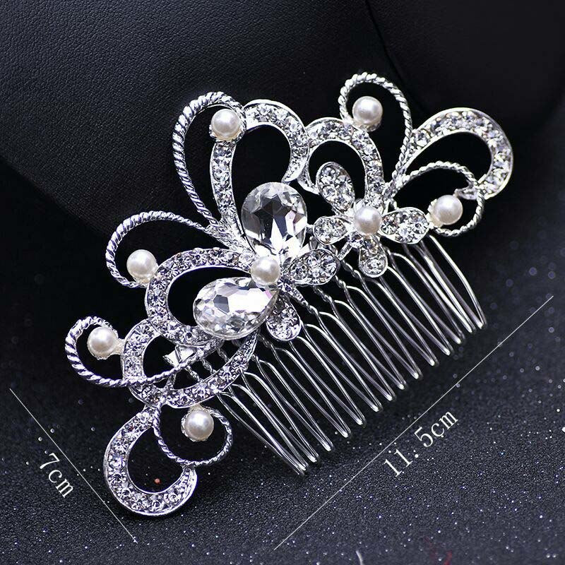 Rose Gold Color Wedding Hair Combs For Bride Crystal Rhinestones Pearls Women Hairpins Bridal Headpiece Hair Jewelry Accessories