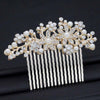 Rose Gold Color Wedding Hair Combs For Bride Crystal Rhinestones Pearls Women Hairpins Bridal Headpiece Hair Jewelry Accessories