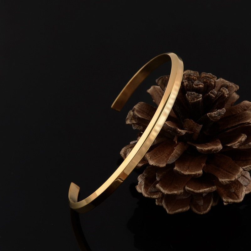 Rose Gold DW Cuff Bangle Bracelet Engraved Logo Lettering Titanium Steel Bangle Classic Luxury Brand Bracelets Fine Jewelry