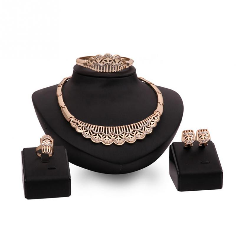 Rose Gold Jewelry Sets For Women Wedding Dubai Bridal African Beads Jewelry Set with Zircon Costume Design Nigerian Bridal Gift