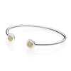 Rose Gold MOMENTS Mesh Bangle Love Heart Two-Tone Signature Open Bangle Fit Pandora Bracelet 925 Sterling Silver Bead Charm