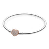 Rose Gold MOMENTS Mesh Bangle Love Heart Two-Tone Signature Open Bangle Fit Pandora Bracelet 925 Sterling Silver Bead Charm