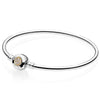 Rose Gold MOMENTS Mesh Bangle Love Heart Two-Tone Signature Open Bangle Fit Pandora Bracelet 925 Sterling Silver Bead Charm