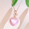 Rose Gold Necklace CZ Crystal Pink Opal Pendant Necklace Chokers Rose Gold Color for Women Girls Ross Quartz Cute Gift
