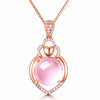 Rose Gold Necklace CZ Crystal Pink Opal Pendant Necklace Chokers Rose Gold Color for Women Girls Ross Quartz Cute Gift
