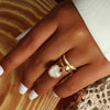 Rose Gold Silvery Heart Pendant Zircon Rings For Women Adjustable Engagement Promise Finger Ring Female Wedding Jewelry 2022