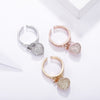 Rose Gold Silvery Heart Pendant Zircon Rings For Women Adjustable Engagement Promise Finger Ring Female Wedding Jewelry 2022