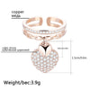 Rose Gold Silvery Heart Pendant Zircon Rings For Women Adjustable Engagement Promise Finger Ring Female Wedding Jewelry 2022
