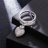 Rose Gold Silvery Heart Pendant Zircon Rings For Women Adjustable Engagement Promise Finger Ring Female Wedding Jewelry 2022