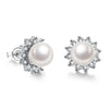 Rose Gold earing Female Natural Freshwater white black Pearl Earrings Jewelry 925 Sterling Silver Brincos Stud earings For Women