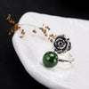 Rose Promotion Women Anel Feminino 2020 New S925 Sterling Antique Natural Jade Inlaid Rose Lady High-end Open Ring Wholesale