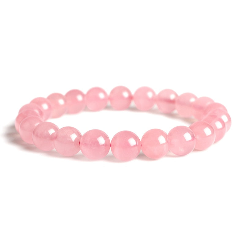 Rose Quartz Bracelet Natural Pink Crystal Bead for Women for Love for Gift Classic Natural Stone Charms Party Jewelry