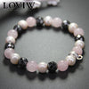Rose Quartz Pearl Bead Bracelet thomas style beaded bracelets 925 Sterling Silver Charm Carrier Women Fine Jewelry