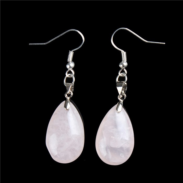 Rose Quartz Opalite Obsidian Water Drop Dangle Natural Stone Chakra Healing Reiki Crystal Earrings For Women Fashion Jewelry