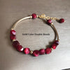 Rose Red Natural Tiger's Eye Stone Beads Bracelets For Women 925 Sterling Silver Gold Plated Faceted Cystal Beaded Bracelet