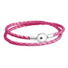 Rose Round Clasp Leather Bracelets 100% 925 Authentic Sterling Silver-Jewelry