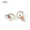Rose/White Rose Gold Color Crystal Two-w Stud Earrings Fashion Simulated Pearl Jewelry For Women Wholesale brinco DFE805M