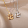 Rose Window Pendant Necklace for Women Goth Stainless Steel Flower Necklaces 2023 Trend Clavicle Chains Choker Aesthetic Jewelry