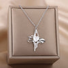 Rose Window Pendant Necklace for Women Goth Stainless Steel Flower Necklaces 2023 Trend Clavicle Chains Choker Aesthetic Jewelry