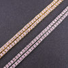 Rose gold pink crystal 1 row tennis chain hip hop women's necklace men's punk rapper singer's iced out bling cz jewelry