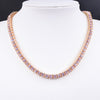 Rose gold pink crystal 1 row tennis chain hip hop women's necklace men's punk rapper singer's iced out bling cz jewelry