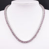 Rose gold pink crystal 1 row tennis chain hip hop women's necklace men's punk rapper singer's iced out bling cz jewelry