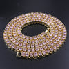 Rose gold pink crystal 1 row tennis chain hip hop women's necklace men's punk rapper singer's iced out bling cz jewelry